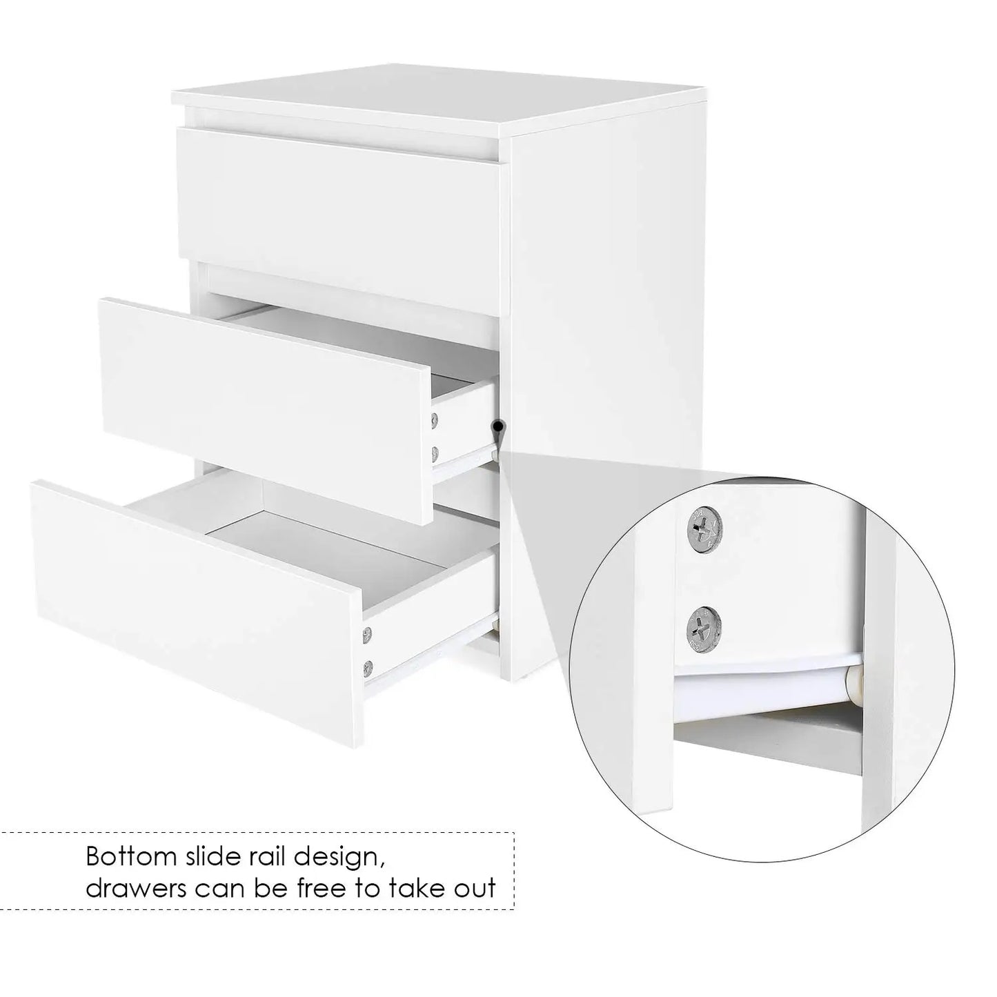 Bedside Table with 3 Drawers