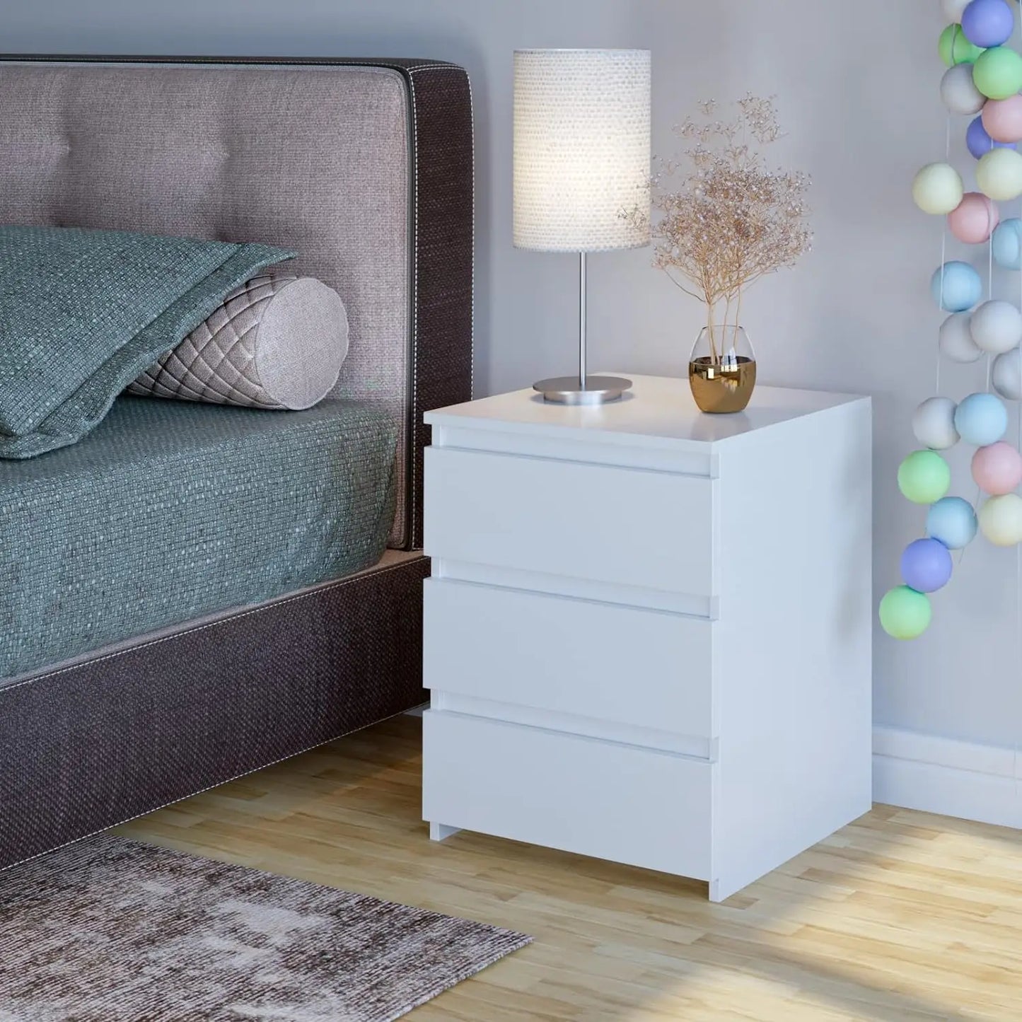 Bedside Table with 3 Drawers